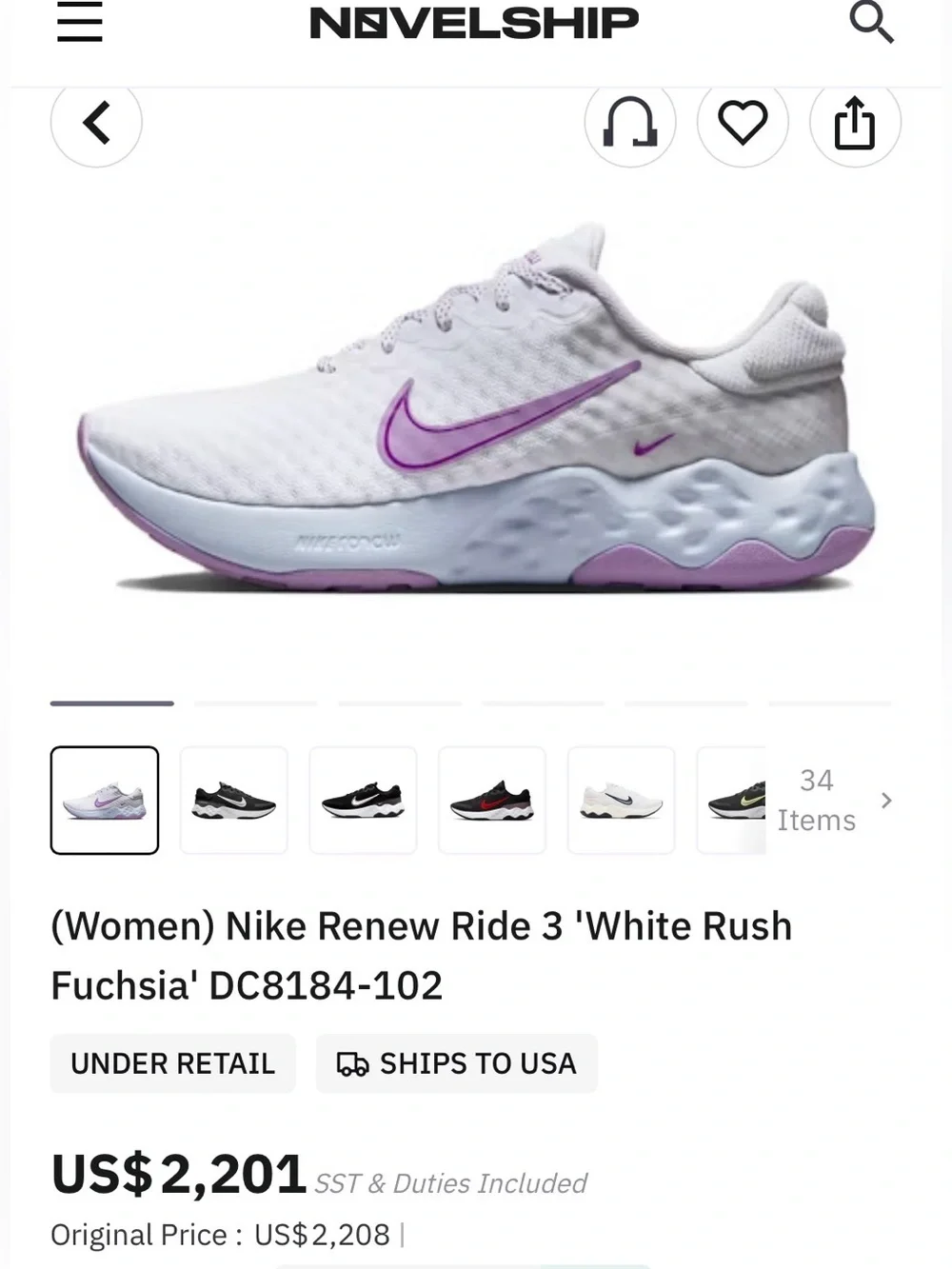 Nike Renew Ride 3 'White Rush Fuchsia' DC8184-102